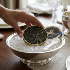 Alternative view of Imperial Beluga Sturgeon Caviar, Giaveri Italy